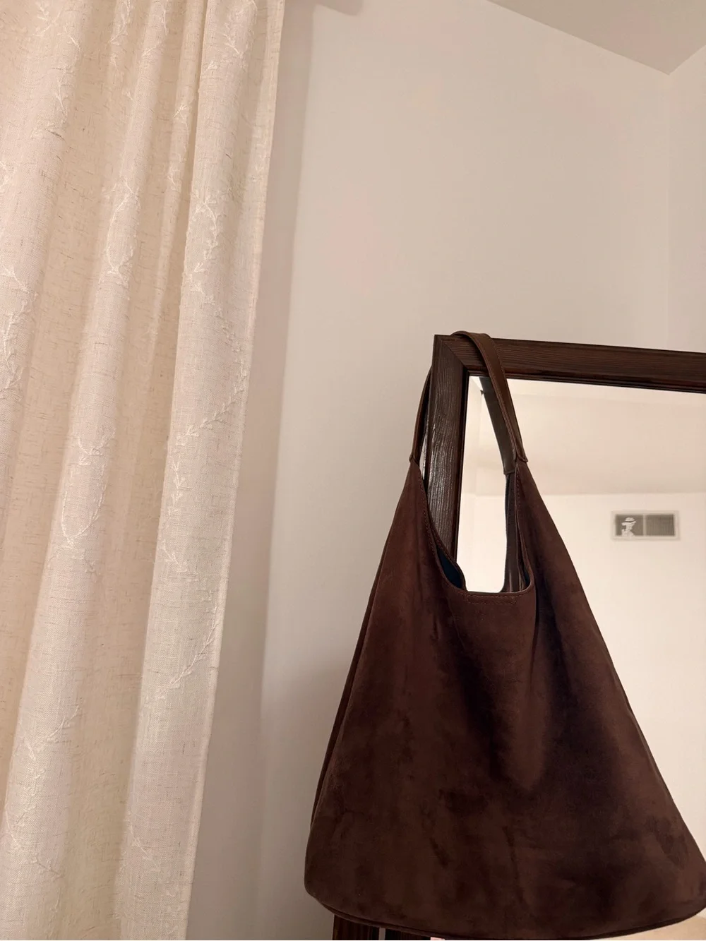 Brown Suede Hobo Shoulder Bag